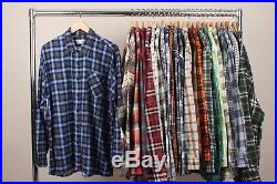 Vintage Wholesale Lot Flannel Checkered Plaid Shirt Long Sleeve Mix x 100
