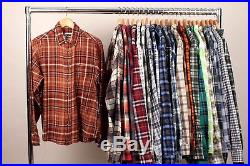 Vintage Wholesale Lot Flannel Checkered Plaid Shirt Long Sleeve Mix x 100