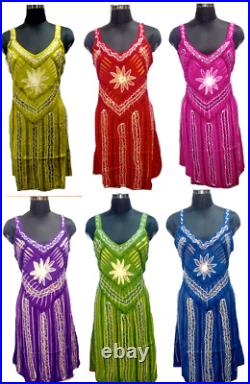 WHOLESALE 5pc Indian Short Midi Sundress Beach Hippie Gypsy Casual Fashion Dress