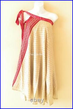 Wholesale 10 PC Vintage 2 Layer Silk Sari Women Magic Beach Dress in Multi Color