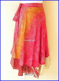 Wholesale 10 PC Vintage 2 Layer Silk Sari Women Magic Beach Dress in Multi Color