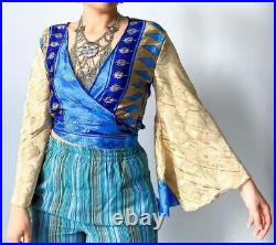Wholesale 10 Pc Indian Vintage Silk Sari Bell Sleeve Crop Top Retro 60s Clothing