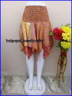 Wholesale 10 Pc of Vintage Silk Sari 2 Layer Magic Wrap Skirt Beach Wear Dress