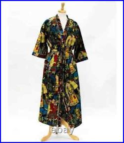 Wholesale 10 Pcs Indian 100% Cotton Handmade Bath Robe Women Long Kimono Dress