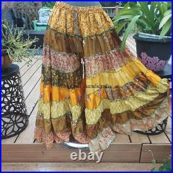 Wholesale 10 Pcs Vintage Sari Printed Wide Leg Boho Gypsy Palazzo Pants Trousers