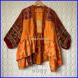 Wholesale 10Pc Indian Vintage Recycled Sari Silk Women Smock Shirt Top 60s Cloth