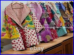 Wholesale 10Pc Vintage Kantha Hand Made Cotton Long Jacket Indian Women Coat