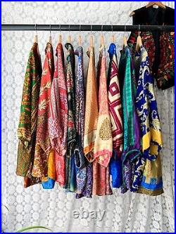 Wholesale 10pc Recycled Sari Smock Shirt Hippy Boho
