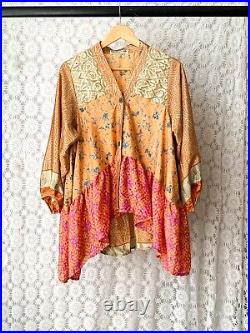 Wholesale 10pc Recycled Sari Smock Shirt Hippy Boho