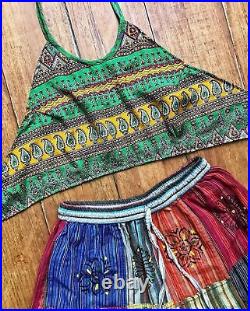 Wholesale 15 PC Of Indian Vintage Silk Sari Halter Crop Tops Retro 60s Clothing