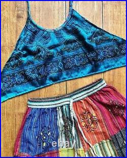 Wholesale 15 PC Of Indian Vintage Silk Sari Halter Crop Tops Retro 60s Clothing