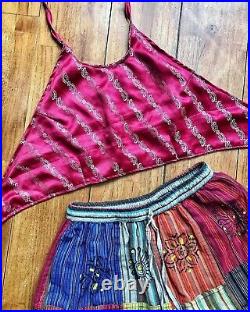 Wholesale 15 PC Of Indian Vintage Silk Sari Halter Crop Tops Retro 60s Clothing