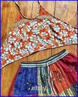 Wholesale 15 PC Of Indian Vintage Silk Sari Halter Crop Tops Retro 60s Clothing