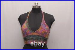 Wholesale 20 PC Of Indian Vintage Silk Sari Halter Crop Tops Retro 60s Clothing