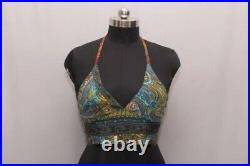 Wholesale 20 PC Of Indian Vintage Silk Sari Halter Crop Tops Retro 60s Clothing