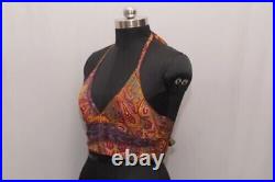 Wholesale 25 PC Of Indian Vintage Silk Sari Halter Crop Tops Retro 60s Clothing