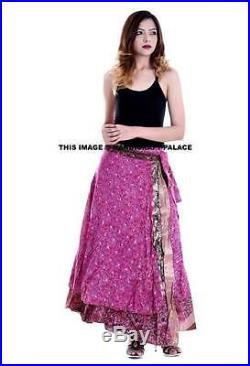 Wholesale 30 PCs Vintage Silk Sari Recycled Wrap Around Skirts Women Beach Wear