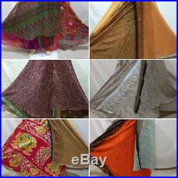Wholesale 30 Pcs Lot Indian Vintage Silk Sari Assorted Wraparound Skirt Dress