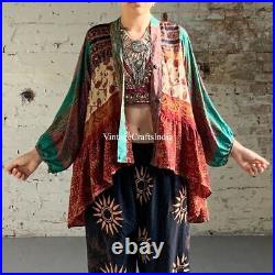 Wholesale 5 Pc Indian Vintage Recycled Sari Silk Women Smock Shirt Top 60s Cloth