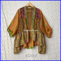 Wholesale 5 Pc Indian Vintage Recycled Sari Silk Women Smock Shirt Top 60s Cloth