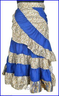 Wholesale 5 Pcs Indian Women Vintage Silk Sari Magic Wrap Around Frill Skirts