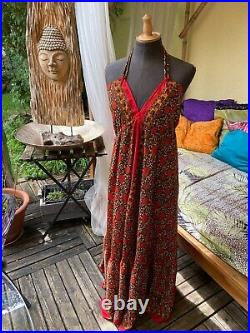 Wholesale Halter Neck Maxi Dress Sari Silk One Size Boho Hippie Beach Festival