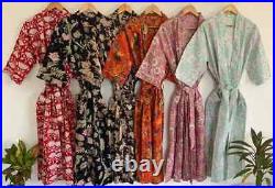 Wholesale Indian Vintage 100% Cotton Women Bath Robe Long Kimono Night Dress Rob