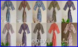 Wholesale Indian Vintage 100% Cotton Women Bath Robe Long Kimono Night Dress Rob