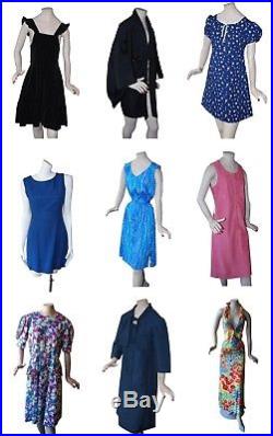 Wholesale JOB LOT 50 Vintage Dresses Maxi Mini & Midi Original 70s 80s 60s 50s