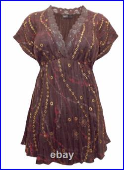 Wholesale Job Lot of 43 x Ladies Brown Crinkle Top by Text. S M L XL