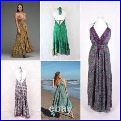 Wholesale Lot 10 PC Assorted Silk Dress Indian Women Dress Free Size Boho Dress