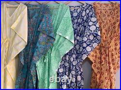 Wholesale Lot 10 PC Indian Cotton Long Beach Maxi Kaftan Dress One Size Caftan