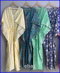 Wholesale Lot 10 PC Indian Cotton Long Beach Maxi Kaftan Dress One Size Caftan