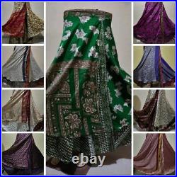 Wholesale Lot 20 Pcs Indian Silk Sari Printed Reversible Wrap Skirt Women Wrap