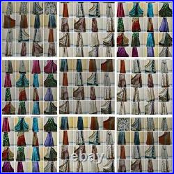 Wholesale Lot 20 Pcs Indian Silk Sari Printed Reversible Wrap Skirt Women Wrap