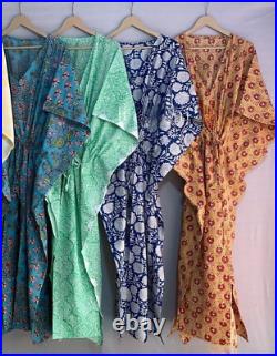 Wholesale Lot 5 PC Indian Cotton Long Beach Maxi Kaftan Dress One Size Caftan