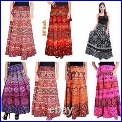 Wholesale Lot 50 Pc Indian Women Floral Printed Cotton Long Wrap Around Skirt