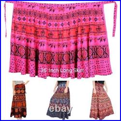 Wholesale Lot 50 Pc Indian Women Floral Printed Cotton Long Wrap Around Skirt