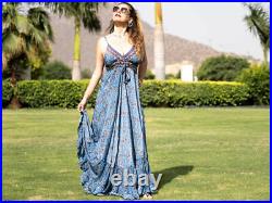 Wholesale Lot Indian Vintage Sari Silk Maxi Boho Gypsy Hippie Halter dress 5pcs