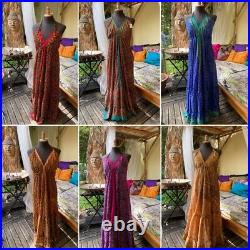 Wholesale Lot Indian silk open back, silk, boho style Printed Long Women Dress