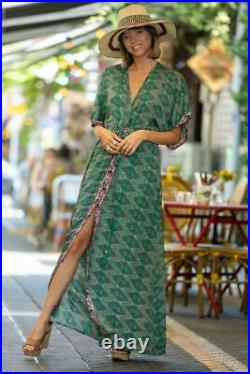Wholesale Lot Of VIntage Indian Silk Pre-Used Recycled Sari Dress Hippie Kaftan