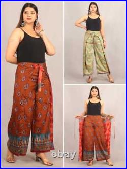 Wholesale Lot Pack Vintage Sari Wrap Pants double Layer Reversible Wrap Pants