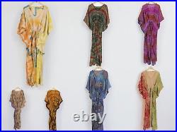 Wholesale Lot Vintage Silk Saree Kaftan Kimono Women's Holiday Silk Caftan Dress