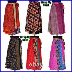 Wholesale Lot Vintage Silk Sari Wrap Skirts Recycled Magic Bohemian Multicolor