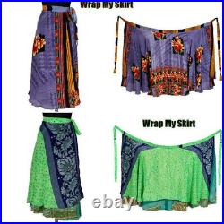 Wholesale Lot Vintage Silk Sari Wrap Skirts Recycled Magic Bohemian Multicolor