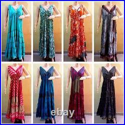 Wholesale Lot of 10 Party Wear backless Silk dress Floral Printed Maxi Dress