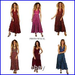 Wholesale Lot of 10 Party Wear backless Silk dress Floral Printed Maxi Dress