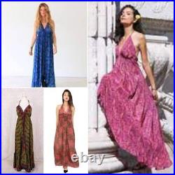 Wholesale Lot of 10 pc indian Women Dress Free Size Women maxi Assorted Silk Sar