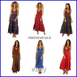 Wholesale Lot of 20 PC Indian Women Dress Free Size Maxi Assorted Silk Dress