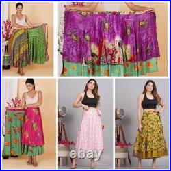 Wholesale Lot of 50Pcs Vintage Silk Sari Magic Wrap Skirt Beach Wear skirt Dress